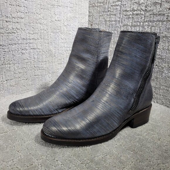 Frye Demi Zip Women's Size 7.5B Metallic Pewter Cut Bootie Boots - Picture 1 of 11